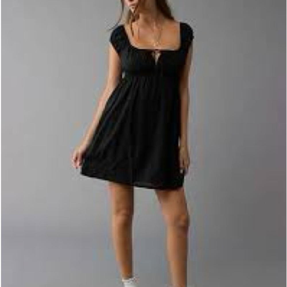 American Eagle Black Short Square Neck Dress